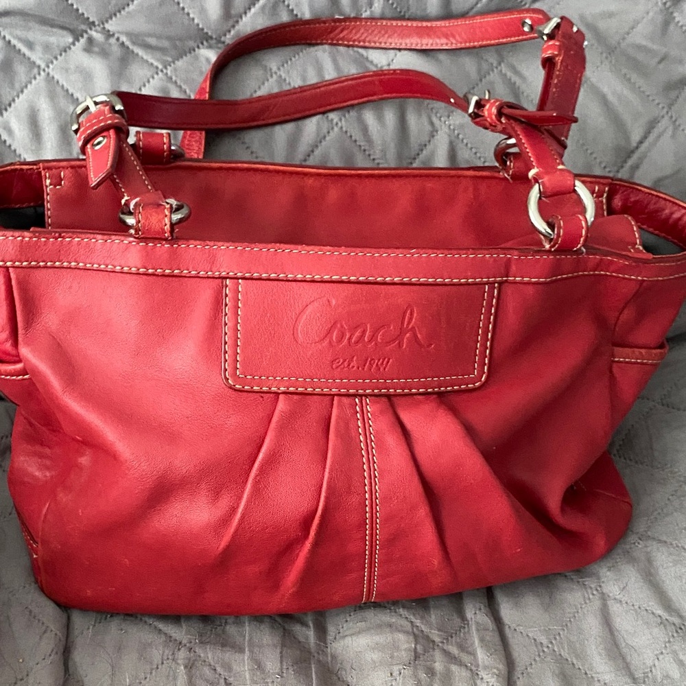 Coach Cherry Red Leather Shoulder Bag
